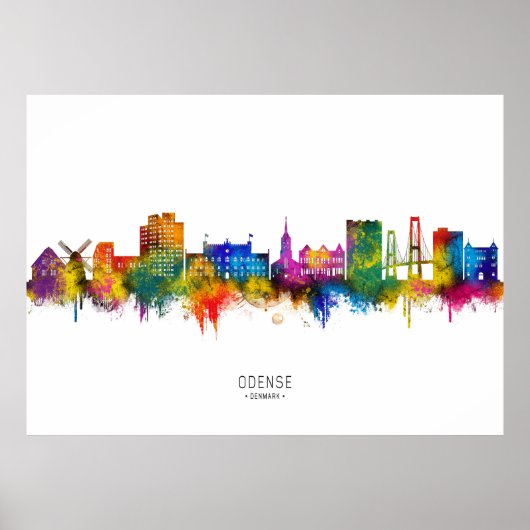 Poster Paysage urbain d'Odense Danemark (Devant)