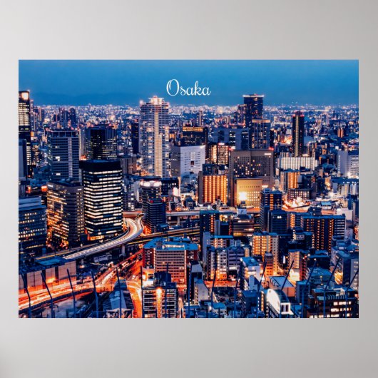 Poster paysage urbain d'Osaka, Japon (Devant)