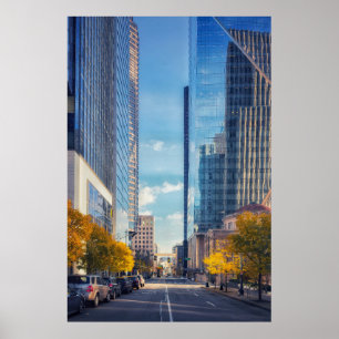 Poster Paysage urbain du centre-ville de Seattle avec des