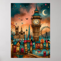 Paysage urbain fantaisiste de Londres Big Ben