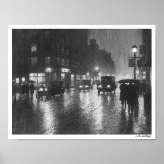 POSTER PAYSAGE URBAIN MAUSSADES EAU-FORTE VINTAGE 1930