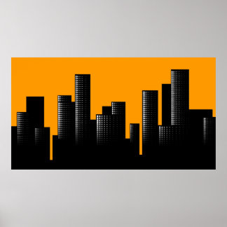 Poster paysage urbain orange
