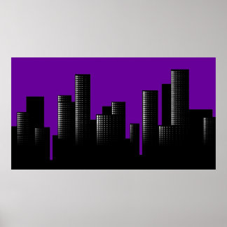 Poster paysage urbain pourpre