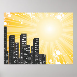 Poster paysage urbain vectoriel ensoleillé