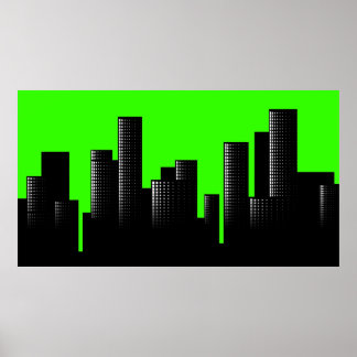 Poster paysage urbain vert