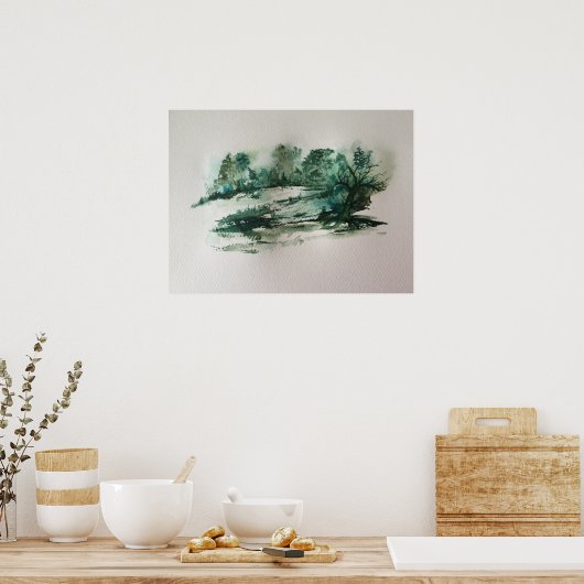 Poster Paysage vert abstrait (Cuisine)