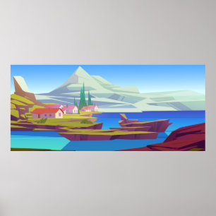 Poster Paysage village