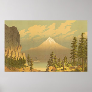 Poster Paysage Vintage du mont Hood Oregon