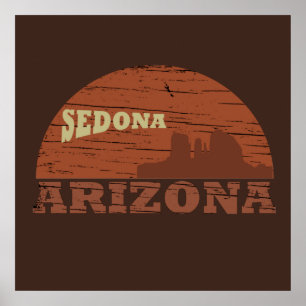 Poster Paysage vintage rétro d'Arizona Sedona az