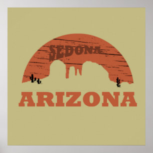 Poster paysage vintage rétro d'Arizona sedona az