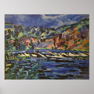 Poster Paysage vintage rivière Sazava