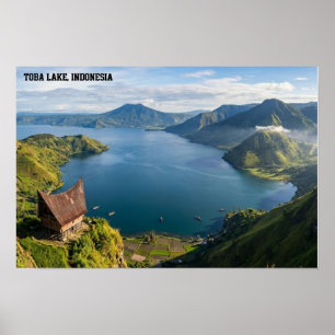 Poster Paysage volcanique du lac Toba à Sumatra, Indonési