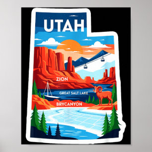 Poster paysages de l'Utah l'aventure attend coloré panora