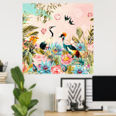Poster Paysages des oiseaux au paradis (Bureau à domicile)