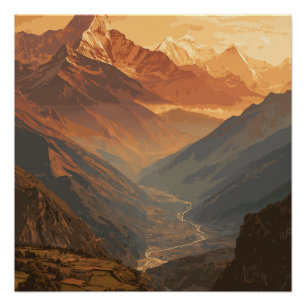 Poster Paysages Impressionnants de Montagnes Népalaises V