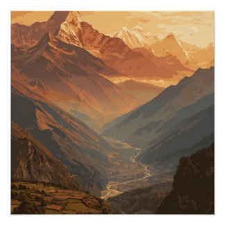 Poster Paysages Impressionnants de Montagnes Népalaises V