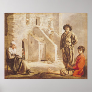 Poster Paysans devant leur maison, vers 1641