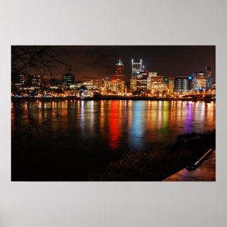 Poster PDX City Skyline la nuit