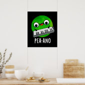Poster Pea-ano Funny Musique Veggie Pea Pun Dark BG (Cuisine)