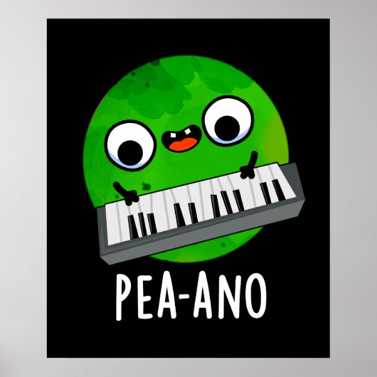 Poster Pea-ano Funny Musique Veggie Pea Pun Dark BG (Devant)