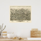 Poster Peabody, MA Carte panoramique - 1877 (Cuisine)