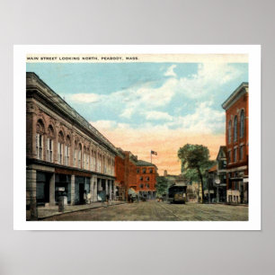 Poster Peabody MA, Main St 1924 Vintage Inspiré