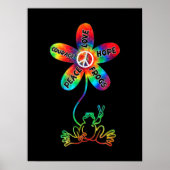 Poster Peace Courage Aimer Hope Frogs Hippie (Devant)