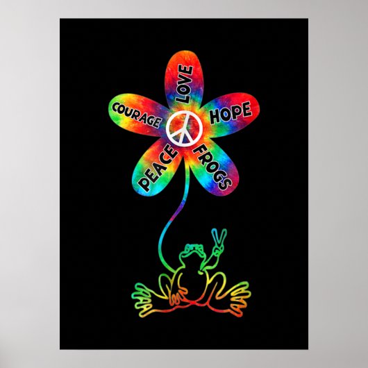 Poster Peace Courage Aimer Hope Frogs Hippie (Devant)
