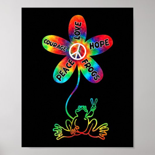 Poster Peace Courage Aimer Hope Frogs Hippie (Devant)