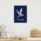 Poster Peace Dove en argent sur un Arrière - plan étoilé (Cuisine)