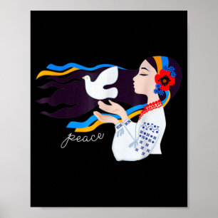 Poster peace dove girl Support Ukraine Stand With Ukraini