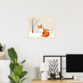 Poster Peace Earth Minimalist Fox Bird Animal (Bureau à domicile)
