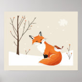 Poster Peace Earth Minimalist Fox Bird Animal (Devant)