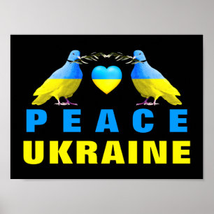 Poster Peace For Ukraine - Freedom - Peace Dove Heart