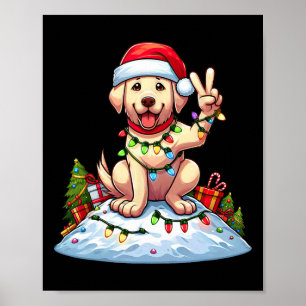 Poster Peace Hand Labrador Retriever Feux de Noël avec
