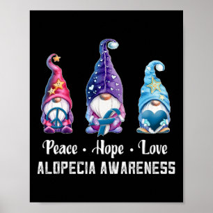 Poster Peace Hope Love Gnomes Alopecia Sensibilisation