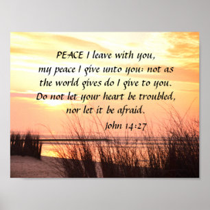 Poster Peace I leave with you, Bible Verse Ocean Sunset