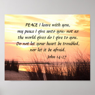 Poster Peace I leave with you, Bible Verse Ocean Sunset