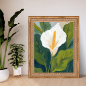 Poster Peace Lily Flower Painting Watercolor