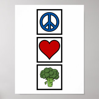 Poster Peace Love and Broccoli