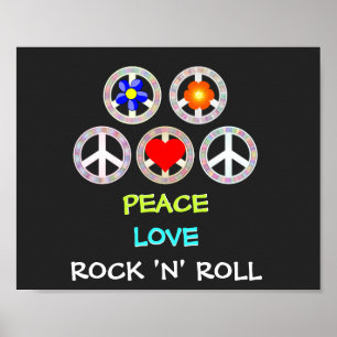 Poster Peace, Love and Rock 'n' Roll