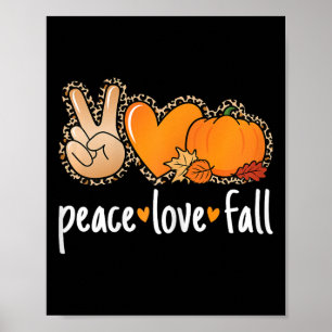 Poster Peace Love Automne Citrouille Automne Thanksgiving