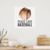 Poster Peace Love Baseball Motivational Art unique (Cuisine)