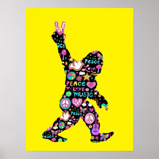 Poster Peace Love Bigfoot Hippie Funny Bigfoot Lover (Devant)