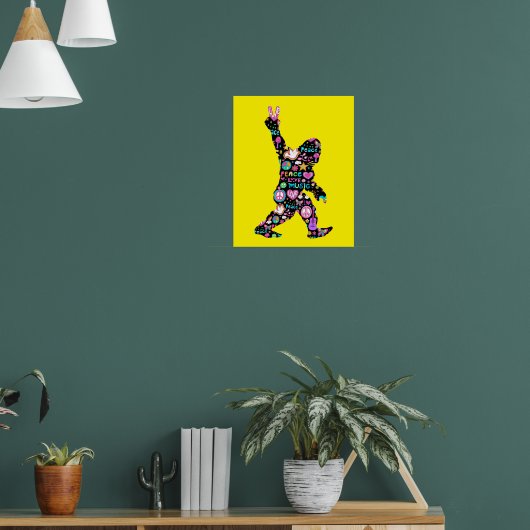 Poster Peace Love Bigfoot Hippie Funny Bigfoot Lover (Salon 1)