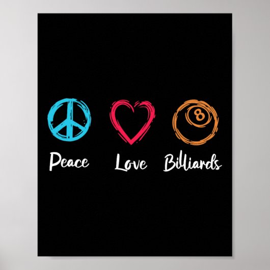 Poster Peace Love Billiards (Devant)