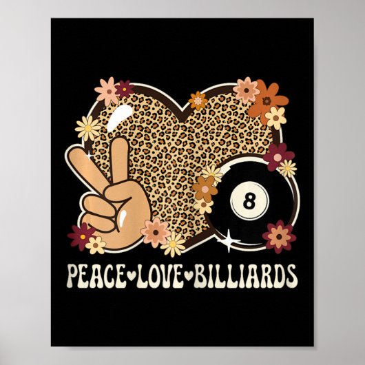 Poster Peace Love Billiards Lover Empreinte de léopard Gi (Devant)