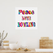 Poster Peace Love Bowling (Cuisine)