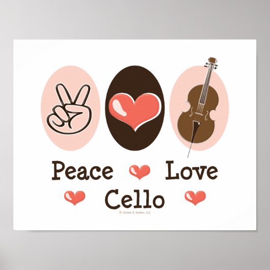Poster Peace Love Cello (Devant)