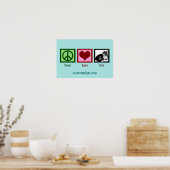 Poster Peace Love Chats Cute Turquoise (Cuisine)